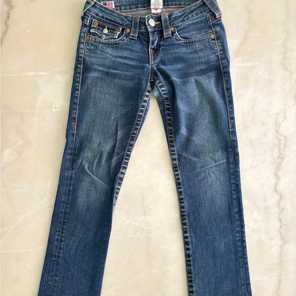 Y2k Low-rise True Religion Dark Blue Straight Leg Jeans